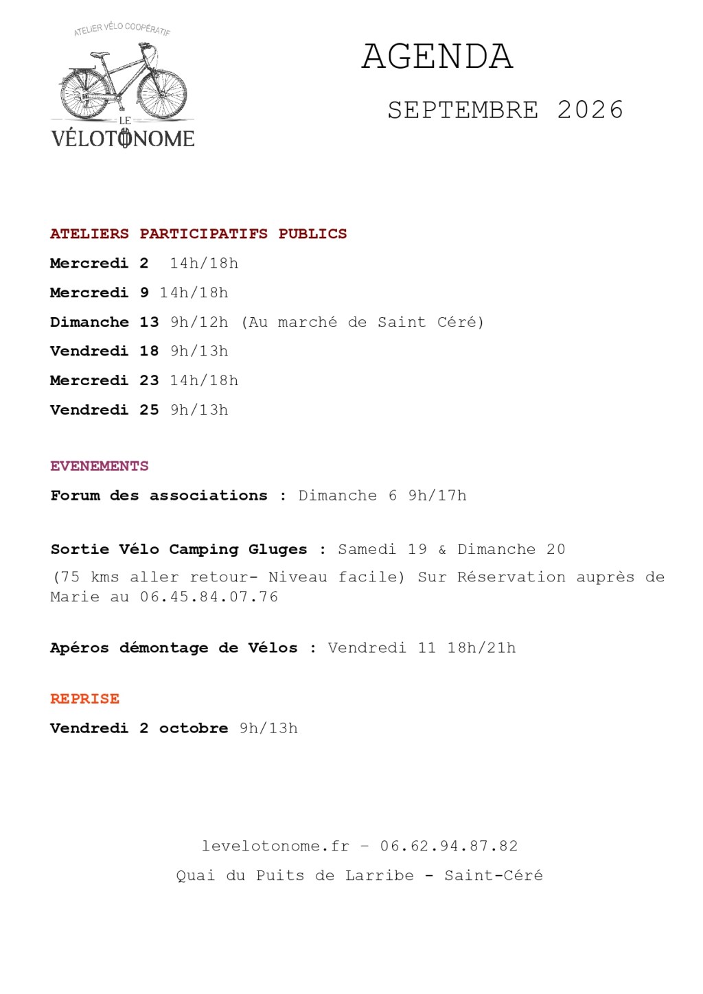 AGENDA Septembre 2026